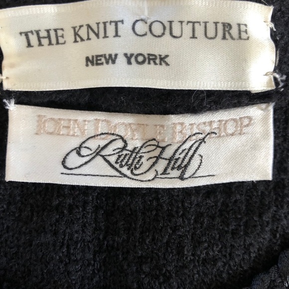 Vtg Military Academia Window Pane Textured Knit Black Gold Knit Blazer - Picture 15 of 16